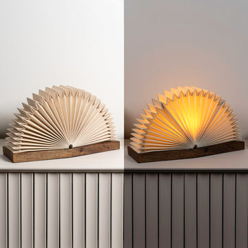 Darla Modern Art Deco Paper Half Pleated Fan LED Table Lamp